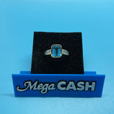 Ladies 9ct With Blue & Clear CZ Cubic Zirconia Stone Solid Gold Ring Size -8 / Size P / 17-57